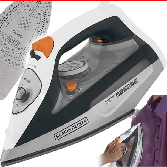 Ferro de Passar Roupa a Vapor Black & Decker com Antigotejamento Autolimpante Cinza e Laranja 2000W FX3100