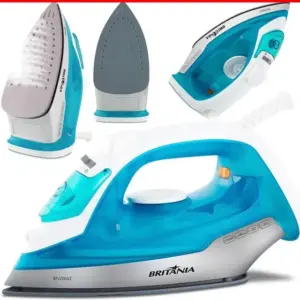 Ferro de Passar Roupa a Vapor Britânia com Base Antiaderente Azul 1200W BFV200AZ