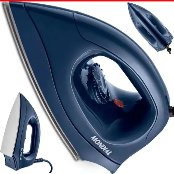 Ferro de Passar Roupa a Seco Mondial Azul com Base de Alumínio 1000W FSN-55-BL