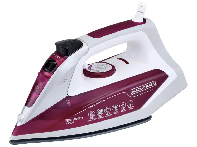 Ferro de Passar a Vapor e a Seco Black & Decker Branco e Roxo AJ3032
