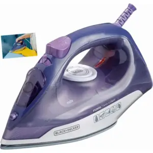 Ferro de Passar Roupa a Vapor e Seco Black & Decker com Base de Cerâmica Roxo e Branco 2000W FX2550-B2