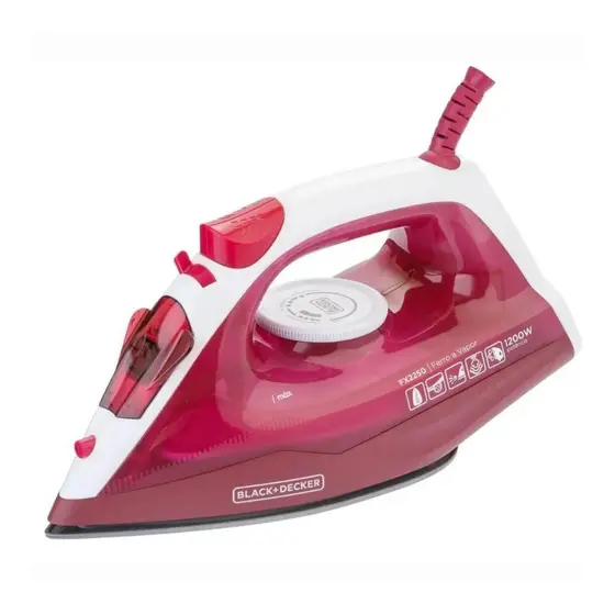 Ferro de Passar Roupas a Vapor Black & Decker com Base Antiaderente Rosa 1200W 220V FX2250