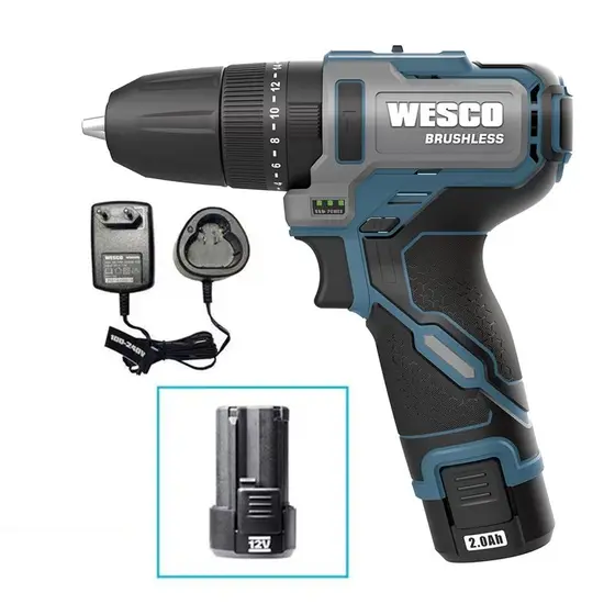 Furadeira Parafusadeira de Impacto Wesco 3/8 12V Brushless com 1 Bateria 2.0Ah Bivolt WS2558