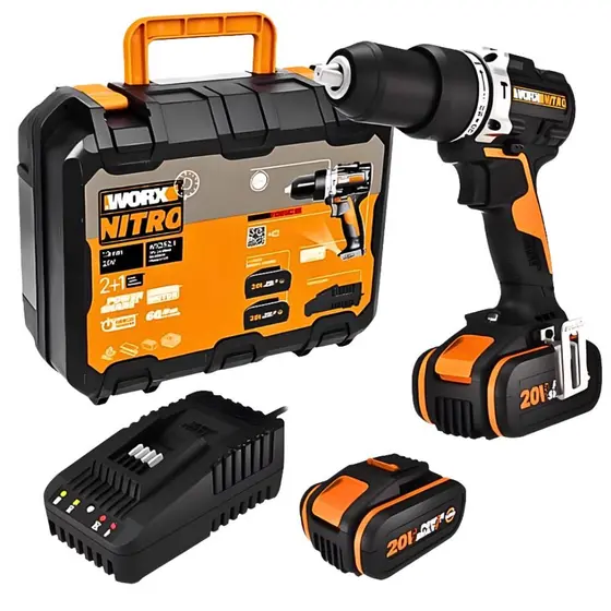 Furadeira de Impacto Brushless Worx 1/2″ com 2 Baterias e Carregador 000765