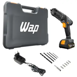 Furadeira de Impacto Parafusadeira Wap WF 12K4.2 a Bateria com Maleta 15 Peças