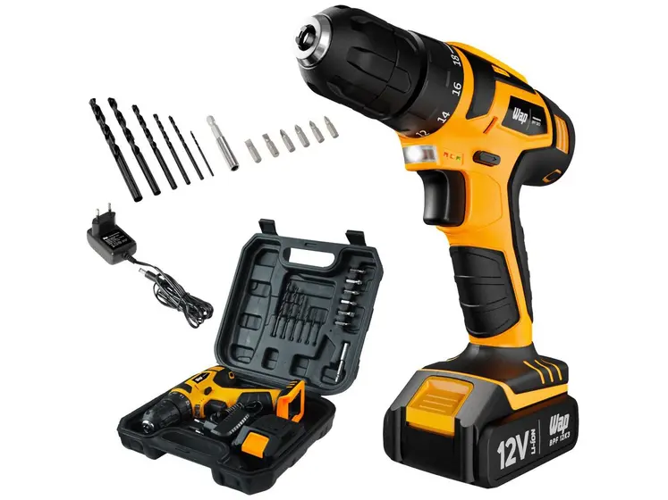 Furadeira Parafusadeira Wap BPF 12K3 a Bateria 12V com Maleta e 13 Peças