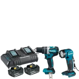 Kit Furadeira de Impacto a Bateria Makita DHP484 com Lanterna e Carregador Duplo