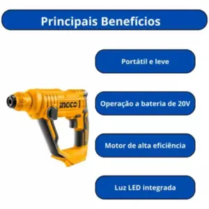 Furadeira Martelete Ingco CRHLI20168 20V 1.5J (Não acompanha bateria)