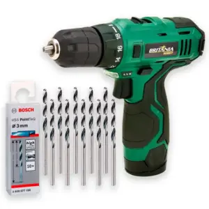 Furadeira Parafusadeira Britânia 12V com Brocas Bosch BPF03