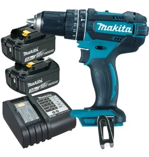 Furadeira de Impacto Parafusadeira Makita DHP482 18V com 2 Baterias 3Ah