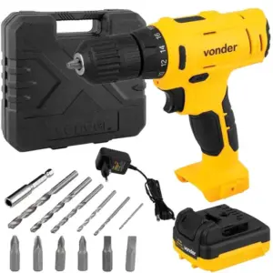 Furadeira Parafusadeira Vonder PFV 120 3/8″ a Bateria 12V com Acessórios
