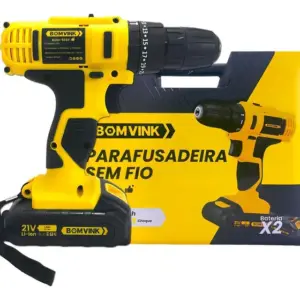 Furadeira Parafusadeira à Bateria Bomvink 21V Sem Fio Amarela
