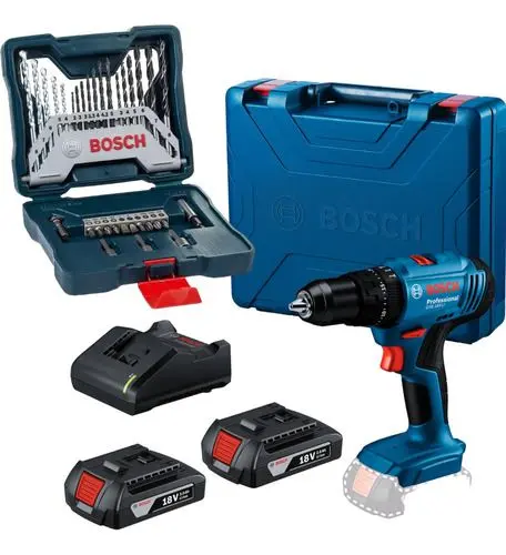 Furadeira de Impacto Parafusadeira Bosch GSB 183-LI 18V com 2 Baterias e Kit 33 Peças