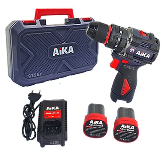 Furadeira Parafusadeira de Impacto Aika 16V com 2 Baterias AD-DR10A