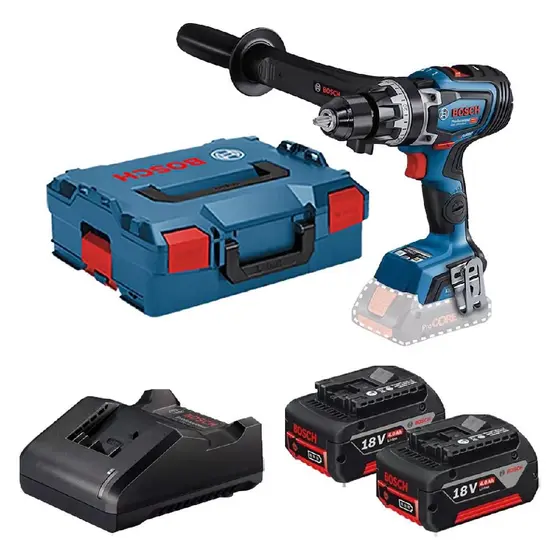 Furadeira de Impacto Parafusadeira Bosch GSB 18V-150 C 18V Sem Fio com Carregador e 2 Baterias