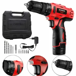 Furadeira Parafusadeira de Impacto Mondial PI-10MA 3/8″ a Bateria 12V com Maleta e Acessórios