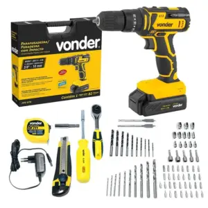 Furadeira Parafusadeira de Impacto Vonder PFV 078 3/8″ a Bateria 20V com 78 Acessórios