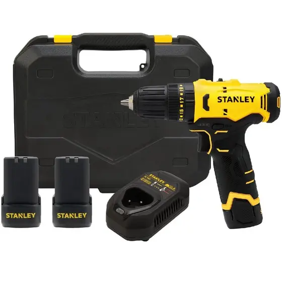 Furadeira Parafusadeira de Impacto Stanley 3/8 12V 2Ah com 2 Baterias e Maleta