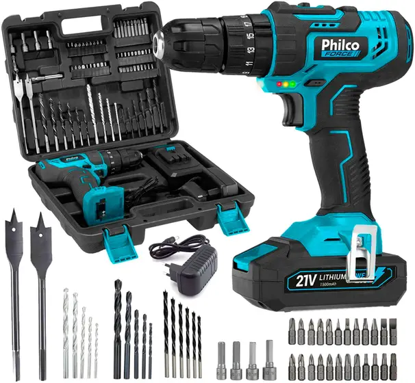 Furadeira de Impacto Parafusadeira a Bateria Philco 21V 10mm