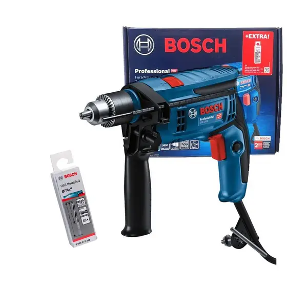 Furadeira de Impacto Parafusadeira Bosch GSB 13 RE 750W 110V com Kit 10 Brocas