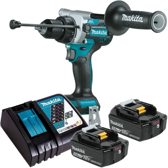Furadeira de Impacto Parafusadeira Makita DHP486Z 18V com 2 Baterias 5Ah e Carregador Rápido