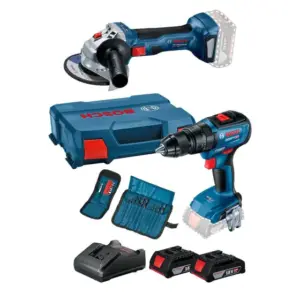 Kit Furadeira de Impacto Bosch GSB 18V-50 + Esmerilhadeira GWS 180-LI com Bateria