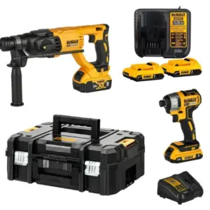 Kit Martelete e Parafusadeira de Impacto DeWalt DCK260D1P1T-BR SDS Plus com 2 Baterias e Carregador