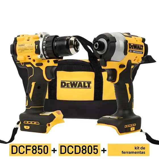 Kit Furadeira de Impacto e Parafusadeira DeWalt Brushless a Bateria Lítio