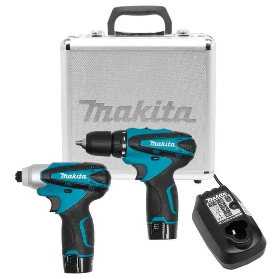 Kit Furadeira Parafusadeira e Parafusadeira de Impacto Makita LCT204 12V com Carregador Bivolt