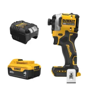 Kit Parafusadeira Dewalt 20V MAX Brushless com Bateria 4Ah e Carregador Bivolt DCF850
