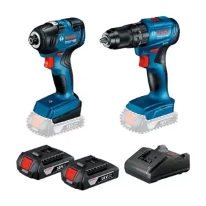 Kit Parafusadeira Furadeira Bosch 18V Bivolt com 2 Baterias 2Ah GSB185-LI + GDR18V-200