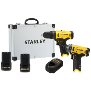 Kit Parafusadeira Furadeira de Impacto Stanley com 2 Baterias Carregador e Maleta SCHI10D2FK