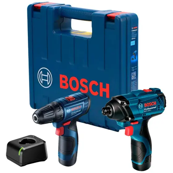 Kit Parafusadeira Furadeira Bosch GSR 120-LI + Chave de Impacto GDR 120-LI Bivolt