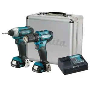Kit Parafusadeira Furadeira Chave de Impacto Makita 12V com 2 Baterias e Maleta Metálica CLX224SAX