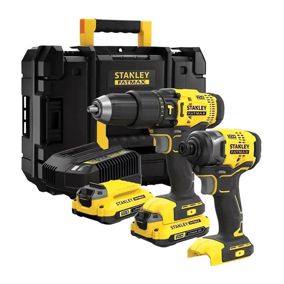 Kit Parafusadeira Furadeira de Impacto Stanley com 2 Baterias e Carregador Bivolt SBDI465D2T-BR