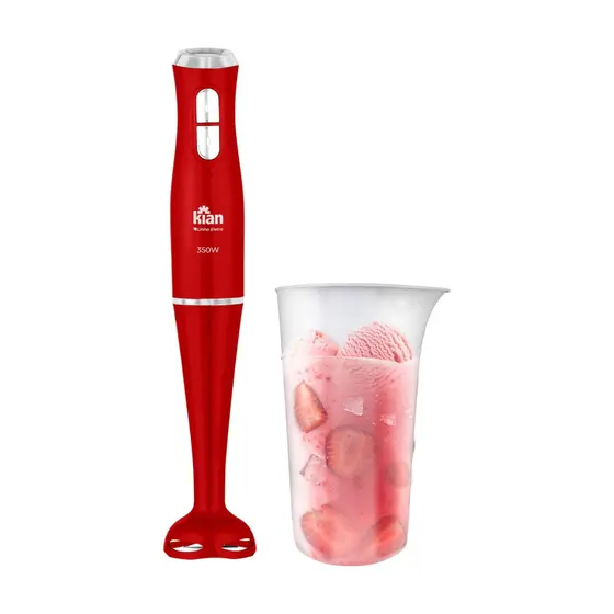 Mixer Elétrico Kian 350W 2 Velocidades com Copo Dosador Lâminas em Aço Inox Vermelho 127V