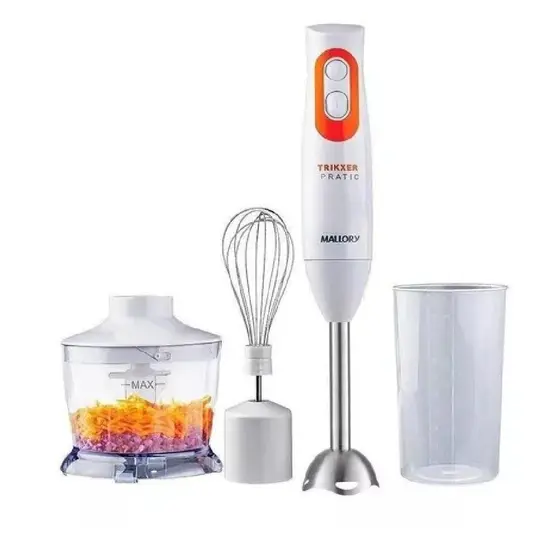 Mixer 3 em 1 Mallory Trikxer Pratic com Processador e Batedor Branco 127V