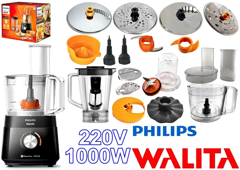 Multiprocessador Philips Walita 1000W 20 Itens 4 discos Inox 220V HR7304