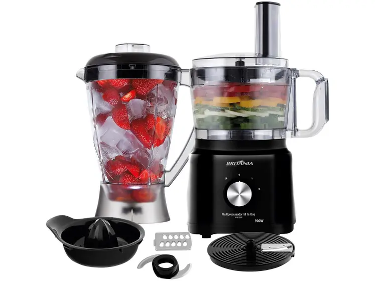 Multiprocessador Britânia All In One Preto 900W 2 Velocidades + Pulsar BMP900P