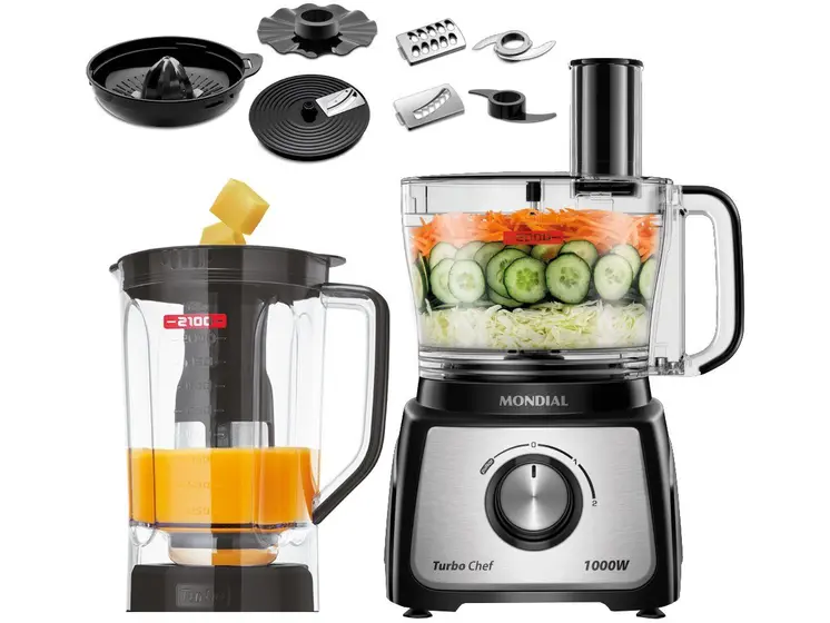 Multiprocessador de Alimentos Mondial Turbo Chef Preto 9 Funções 1000W MPN-01-BF