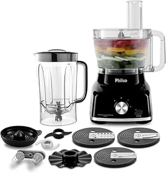 Multiprocessador de Alimentos Philco 9 em 1 Preto 1700W PMP1600P