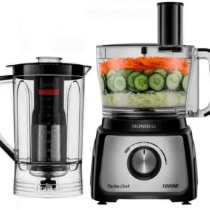 Multiprocessador Mondial Turbo Chef 9 em 1 com Liquidificador Preto 1000W 110V Multiprocessador Mondial Turbo Chef 9 em 1 com Liquidificador Preto 1000W 110V