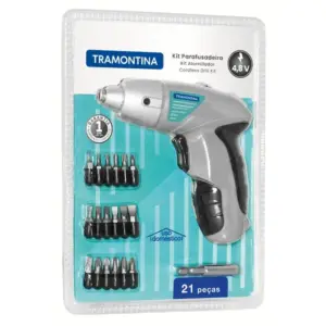 Parafusadeira Tramontina 1/4 4.8V com 21 Peças para Uso Doméstico Parafusadeira Tramontina 1/4 4.8V com 21 Peças para Uso Doméstico