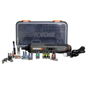 Parafusadeira à Bateria Worx Compacta 4V com LED Estojo e 26 Acessórios WX240 Parafusadeira à Bateria Worx Compacta 4V com LED Estojo e 26 Acessórios WX240