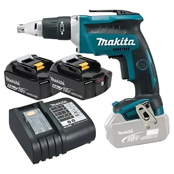 Parafusadeira Drywall Makita 18V para Gesso com 2 Baterias 5Ah DFS452Z
