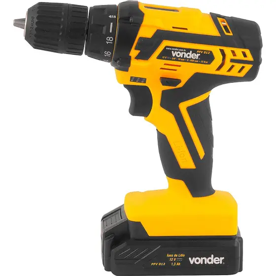 Parafusadeira e Furadeira Elétrica a Bateria Vonder PFV012 12V Bivolt com Maleta e 17 Peças