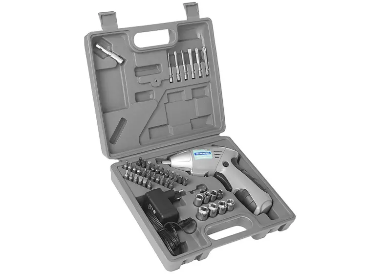 Parafusadeira Elétrica à Bateria Tramontina 1/4 3.6V Ni-Cd com Maleta e 46 Peças 42380045