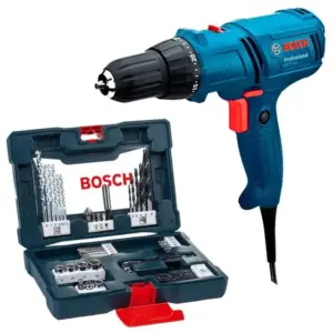Parafusadeira Furadeira com Fio Bosch 400W com Estojo de Brocas e Pontas