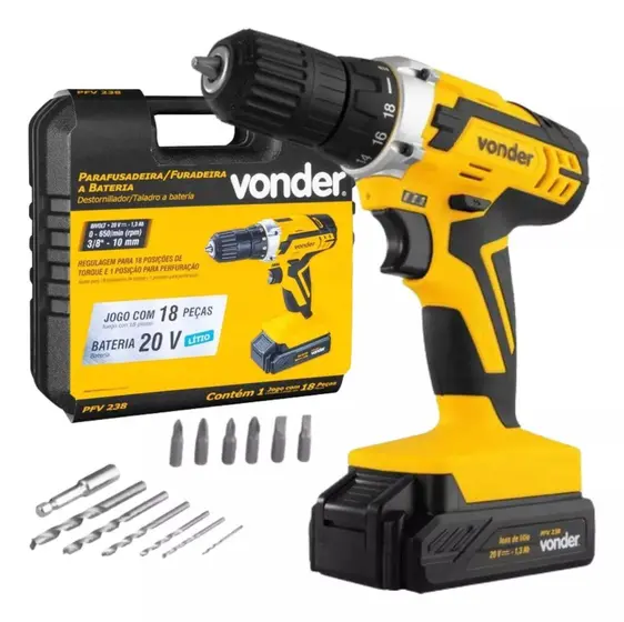 Furadeira Parafusadeira a Bateria Vonder PFV238 20V