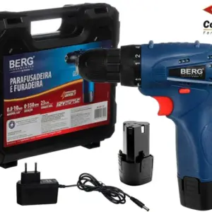 Parafusadeira Furadeira à Bateria Berg 3/8 12V Bivolt com Maleta 2000112